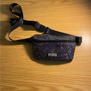 PINK Victoria's Secret Glitter Mini Bag - Black and Purple
